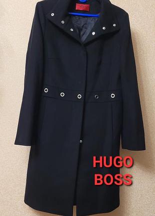 Вовняне пальто приталене hugo boss m чорне