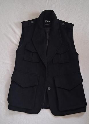 Жилетка zara чорна вовняна