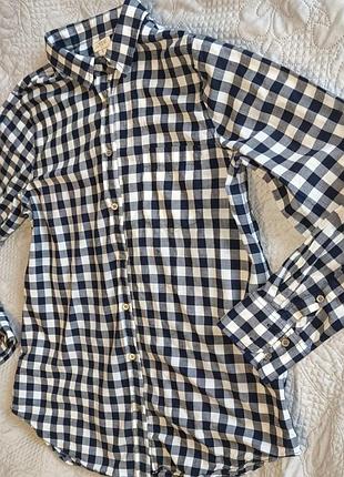 Рубашка j.crew s женская в бело-синюю клетку хлопковая