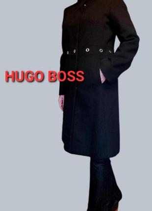Шерстяное пальто приталеное hugo boss m черное