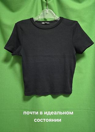 Футболка из плотного коттона в микро рубчик zara