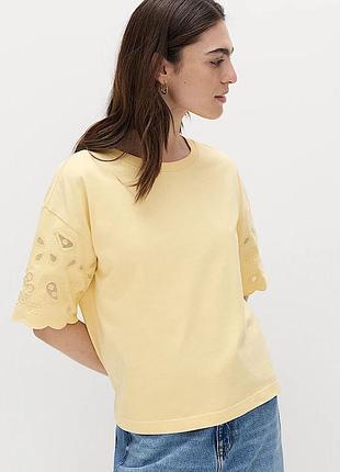 Блуза с кружевом marks & spencer, свободный крой,  хлопок