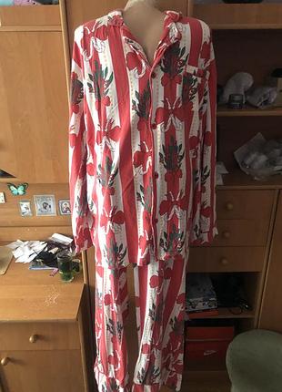 Пижама, комплект, костюм, 100% коттон, 3xl. night store