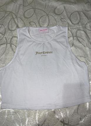 Жіночий оригінальний білий трикотажний топ-майку (vest top / crop top) бренду juicy couture (лінійка juicy couture sport)
