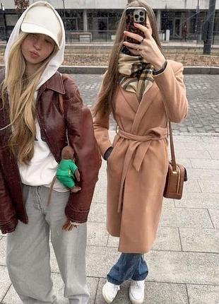 Пальто кашемировое на запах primark 38 размер