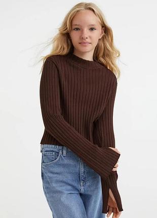 Коричневый вязаный топ, кофта, реглан, гольф h&amp;m 14-16роков