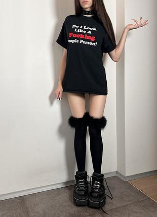 Жіноча чорна футболка з прикольним написом оверсайз gildan готика dollskill demonia killstar
