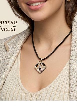Женская подвеска из оригинального муранского стекла на шнурке квадратный кулон миллефиори из имталии разноцветное украшение ручной работы