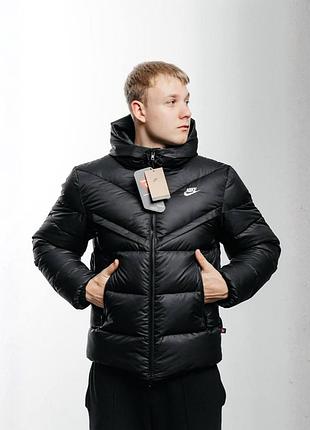 Брендовый пуховик nike, мужской пуховик черный, молодежная куртка nike