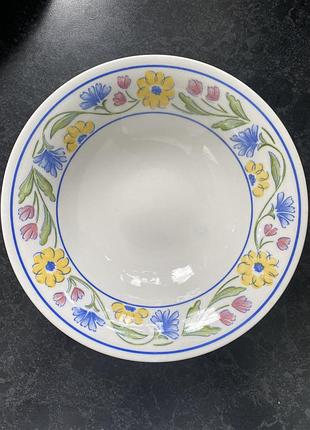 Винтажная глубокая тарелка staffordshire tableware summer meadow англия, суповая пиала миска с полевыми цветами, английский фарфор фаянс шебби чик