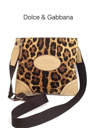 Сумка через плече dolce &amp; gabbana leopard print canvas crossbody bag вінтаж оригінал