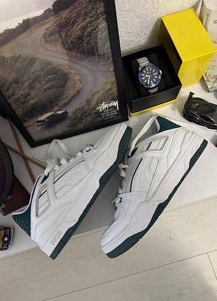 Кросівки puma білі з зеленими елементами