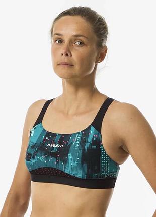 🏖️ жіночий верх купальника decathlon all map black чорний, розмір l / eu 44