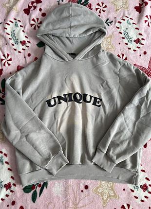 Худі жіноче cropp сіре з написом unique