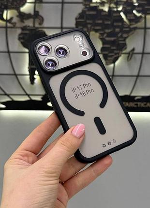 Чохол силіконовий matte magsafe iphone 17 pro,чохол прозорий з магсейфом для телефону айфон 17 про (чорний)