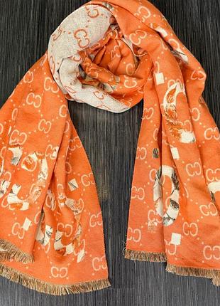 Шаль, палантин в стилі gucci-м’яка, тепла, теракотово-бежева , 66х 185 та