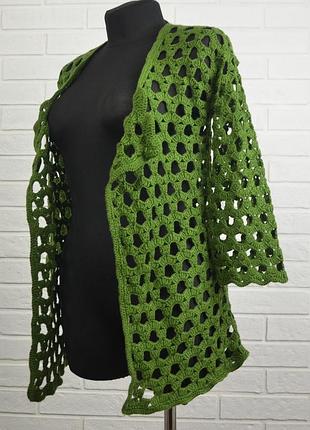 Ажурний кардиган (жакет) зеленого кольору (l-xl)