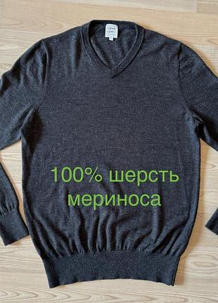 Джемпер чоловічий сірий базовий john lewis 100% вовна р. l шерсть 100%