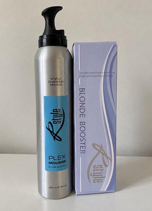Набір для нейтралізації жовтизни rstyle — blonde booster 80 мл + plex mousse 200 мл