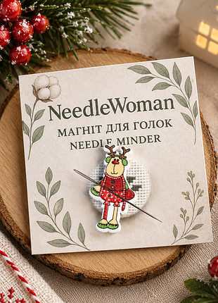 Магнит для игл новогодний олень needle minder | держатель иглы для вышивки и шитья
