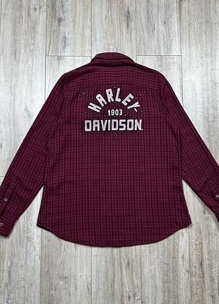 Жіноча сорочка harley davidson stutted plaid shirt в клітинку