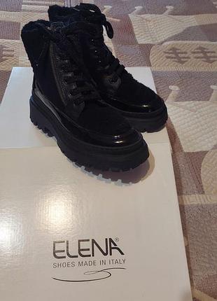 Жіночі черевики elena чорні зимові (шкіра з вовною)