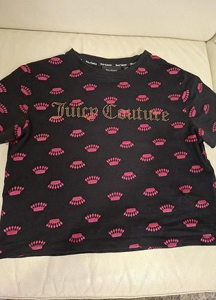 Футболка для підлітків juicy couture чорна з рожевим принтом