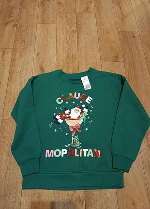 Новорічний зелений світшот matalan papaya clausopolitan / різдвяний джемпер оверсайз, новий з біркою