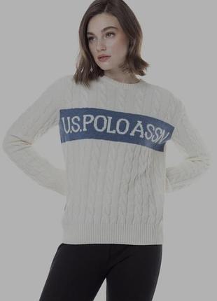 Джемпер жіночий u.s. polo assn. молочного кольору з косами