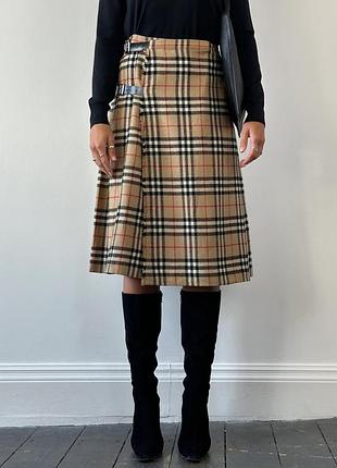Міді спідниця жіноча burberry вінтажна у клітинку бежева