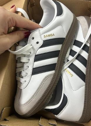 Кросівки жіночі adidas samba og білі з чорним, розмір 36