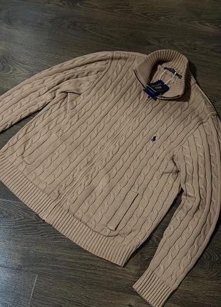 Кофта чоловіча ralph lauren бежева бавовняна на блискавці, розмір m