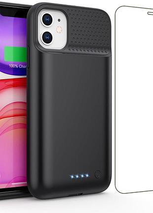 Чехол-аккумулятор для iphone 11/xr 7500mah mart battery чехол с повербанком для смартфона + защитное стекло