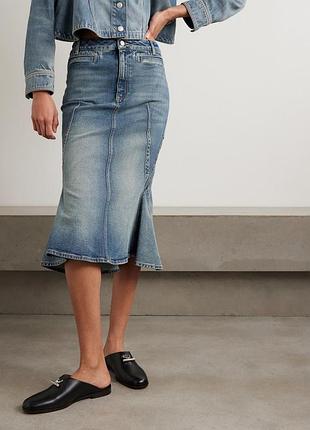 Міді спідниця жіноча alexander mcqueen blue panelled denim