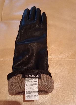 Рукавички жіночі pennyblack чорні шкіряні 32 см