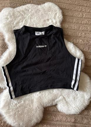 Топ жіночий adidas чорний з білими смужками
