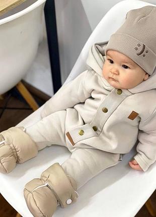 Комбінезон з капюшоном флісовий унісекс mag baby milan, слонова кістка, розмір 68
