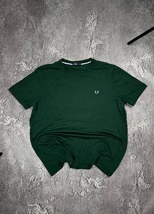 Мужская зеленая футболка fred perry с вышитым логотипом l-xl