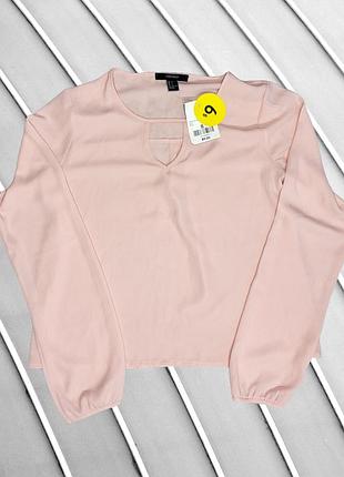 Жіноча блуза forever 21 s eu36 uk8 ua42 світло-рожева шифонова легка сорочка жіноча нова ошатна блузка з довгим рукавом