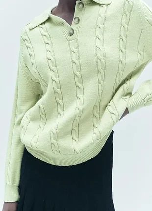 Светер поло цвет лайм, удлиненный zara