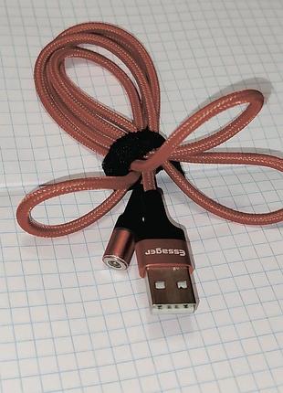 Магнитный кабель usb essager (без коннектора / штекера), красный 1м