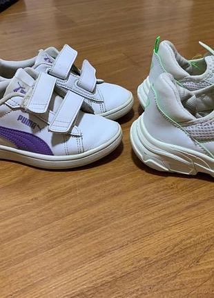 Кросівки для дівчинки puma білі з фіолетовими елементами