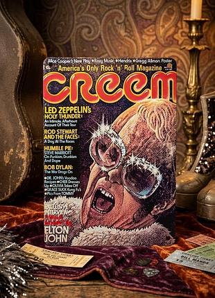 Металлическая винтажная табличка музыкальный журнал creem элтон джон 14х20 см