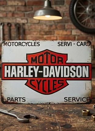Металлическая винтажная табличка мотоциклы harley-davidson cycles 14х20 см