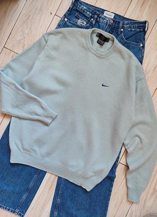 Винтажный вязаный свитер nike golf в нежном мятно-голубом оттенке р.л