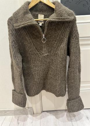 Светр жіночий теплий коричневий з вовни та альпаки h&m