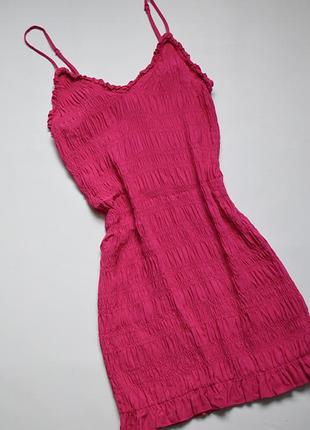 Малиновое розовое платье-резинка по фигуре h&amp;m m