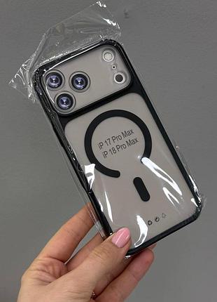 Чехол matte magsafe iphone 18 pro max,чехол матовый прозрачный с магсейфом для телефона айфон 18 про макс (черный)
