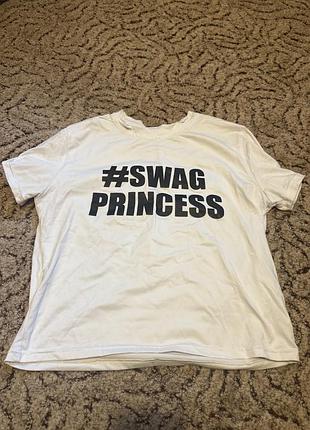 Футболка женская с надписью #swag princess белая