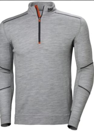 Чоловічі термофутболки (реглани) з напівзмійкою helly hansen hh lifa merino half zip (модель 75107) у сірому кольорі